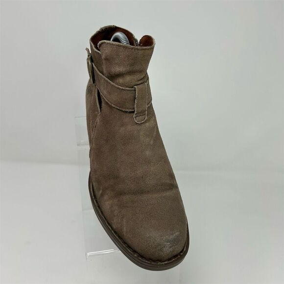 Born Jorgette Women's Heeled Ankle Booties Tan Taupe Brown Suede Size 8 Buckle - Picture 3 of 14